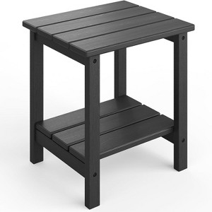 GustoWave Outdoor Side Table 18 x 15 inch,  2-Tier Patio Side Tables for Outside, All-Weather End Table for Patio Pool Deck - 1 of 4