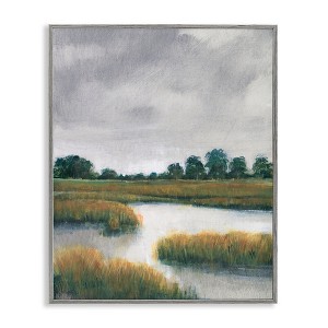 Stupell Industries Cloudy Rural Marsh Landscape Framed Giclee Art, Gray, 24" x 30" - 1 of 4