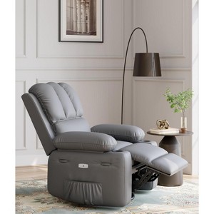 22'' Recliner Chai, Manual PU Leather Recliner with Cup Holders & Side Pockets, Ergonomic Design for Nursery, Living Room, Bedroom - 1 of 4