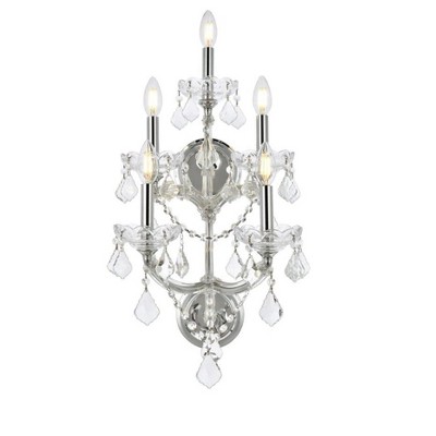 Elegant Lighting Maria Theresa 5 light Chrome Wall Sconce Clear Royal Cut Crystal