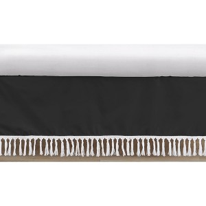 Sweet Jojo Designs Boy or Girl Gender Neutral Unisex Baby Crib Bed Skirt Bohemian Fringe Black and White - 1 of 3
