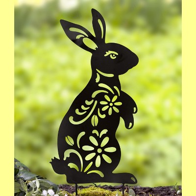 Lakeside Bunny Silhouette Stake for Yards, Gardens - Outdoor Shadow Decoration