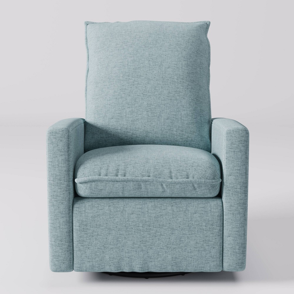 CorLiving Caillie Recliner Chair Light Blue: Upholstered Glider, 360 Swivel, Manual Recline -  91829585