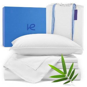 Kickoff Home Viscose from Bamboo Sheets Set 300 Thread Count 100% Organic Bamboo Viscose Cooling Bedding Sheets Hot Sleepers, Flat, Fitted, Pillowcase - 1 of 4