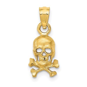 Black Bow Jewelry 14k Yellow Gold Small Satin Skull and Crossbones Pendant - 1 of 4