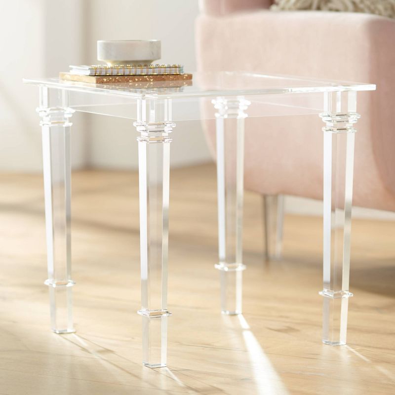 55 Downing Street Tustin Modern Lucite Acrylic Square Accent Side End Table 21 1/2" Wide Clear Tapered Legs for Living Room Bedroom Bedside Entryway, 2 of 9