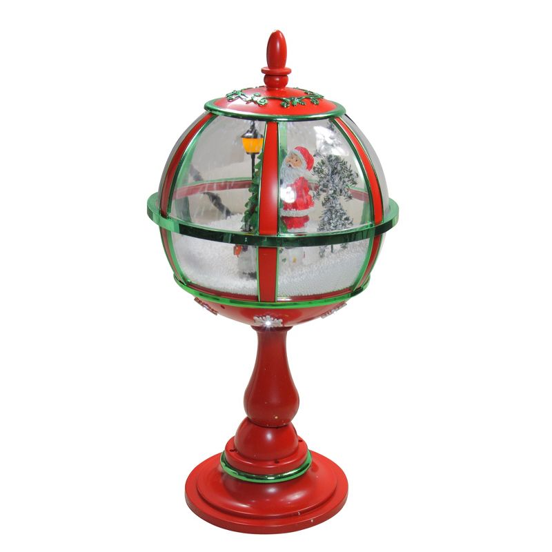 Northlight 23.5" Lighted Red Musical Snowing Santa with Christmas Tree Street Lamp, 3 of 5