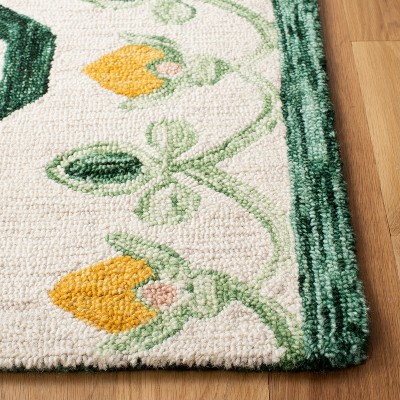Ivory and Yellow Handmade Wool Geometric 3x5 Rug