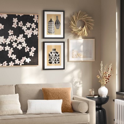 Set of 2 Black and Beige Framed Vase Art Prints