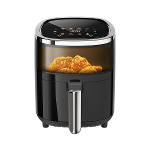 WHUTO 4QT Compact Air Fryer, 9-in-1 with Smart Digital Color TouchScreen Air Fryers View Window, 12 Presets, Black - 1 of 4