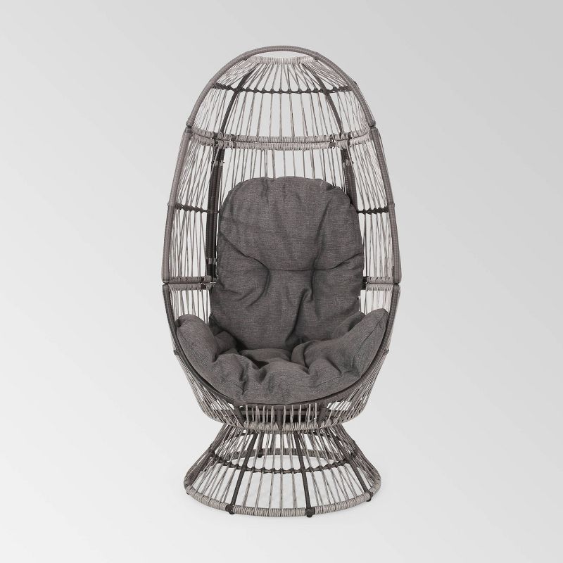 Pintan Wicker Swivel Egg Chair - Christopher Knight Home, 1 of 8