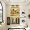 Aheaplus 36" Wooden Closet Organizer and Hangers, Freestanding Wardrobe with Hanging Rails and Adjustable Shelves - 2 of 4