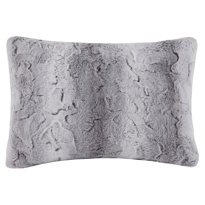 14"x20" Marselle Faux Fur Throw Pillow Gray