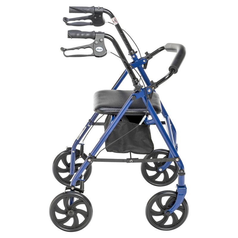 Drive Medical Four Wheel Walker Rollator with Fold Up Removable Back Support, Blue, 3 of 10