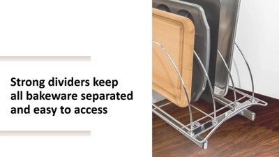 Chrome Slide Out Cutting Board and Bakeware Organizer Rack