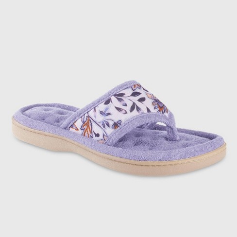 Isotoner Women's Georgie Embroidered Thong Slippers - Light Purple Xl :  Target