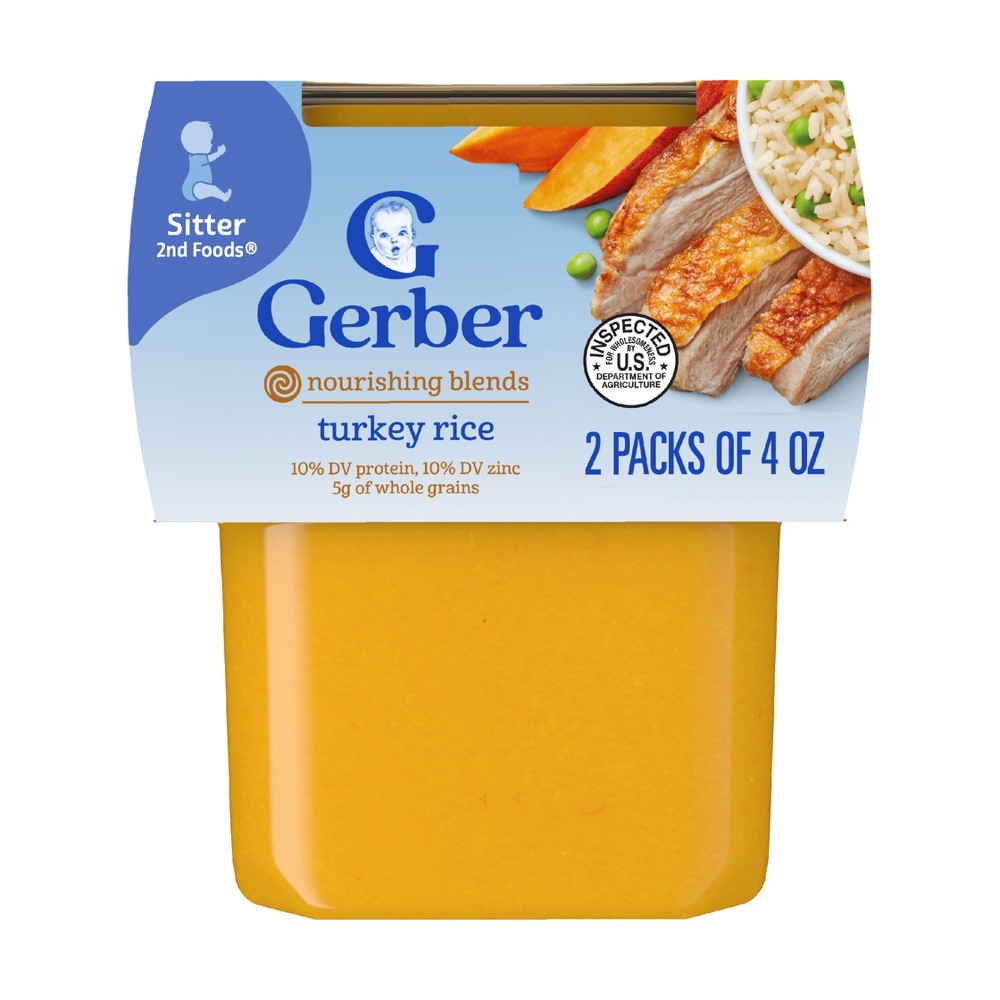 Gerber Baby Food Stage 2 Turkey Rice Puree Tub - 4oz/2ct