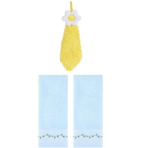 REGALWOVEN 3 Pcs Floral Soft Absorbent Hand Towel for Bathroom Kitchen - 1 of 4