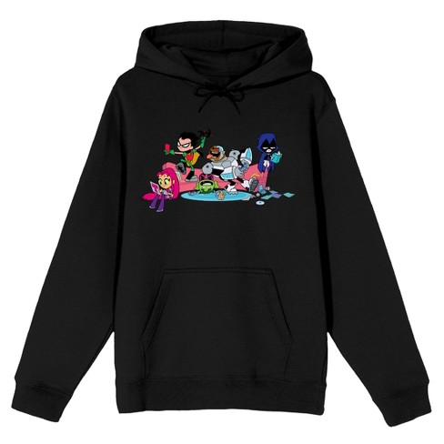 Teen Titans Go Superhero Team Relaxing Men s Black Sweatshirt Small