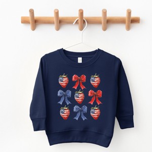 The Juniper Shop Coquette Bows And USA Strawberries Toddler Sweatshirt - 1 of 4