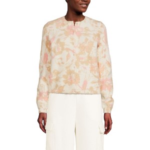 Lands' End Women's Fine Gauge Eyelash Cardigan Printed Sweater - 1 of 4