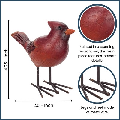 Charming Red Cardinal Resin Figurine for Shelf or Patio