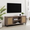 58" MDF Rattan-Door TV Stand with Adjustable Shelves, Open Storage, and Powder-Coated Steel for Living Room and Bedroom - 3 of 4