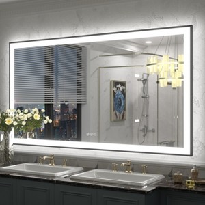 Apmir Super Bright Front & Back LED Lighted Anti-Fog Aluminum Alloy Framed Tempered Glass Bathroom/Vanity Mirror with ETL & 3-Year Warranty - 1 of 4