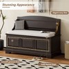 PAGED Vintage Storage Bench with Linen Cushion, Retro Entryway Ottoman with Storage -Dual Compartments, Shoe Bench with Safe Soft-Close Devices - 4 of 4