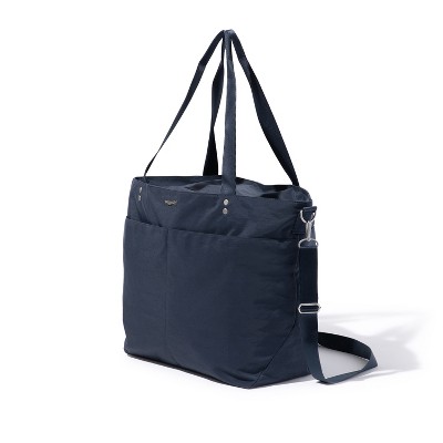 Large French Navy Nylon Crossbody Tote Bag with Multifunctional Pockets