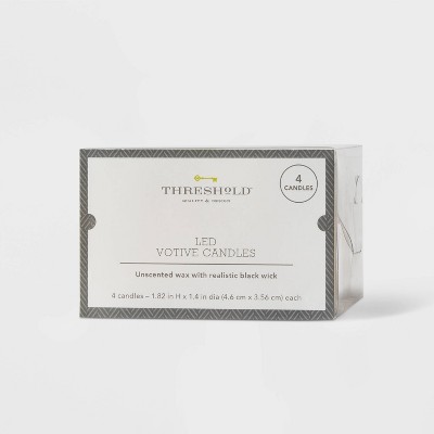 2" x 3" 4pk LED Votive Flameless Black Wick Candle Cream - Threshold™
