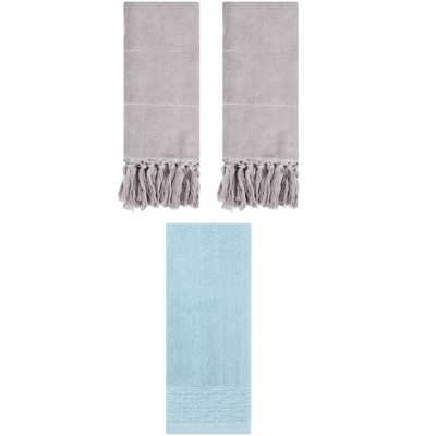 REGALWOVEN 3 Packs Solid Cotton Absorbent Soft Hand Towel for Bathroom 14" x 30"