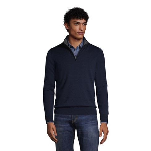 Lands' End Men's Fine Gauge Supima Cotton Quarter Zip Sweater - Medium ...