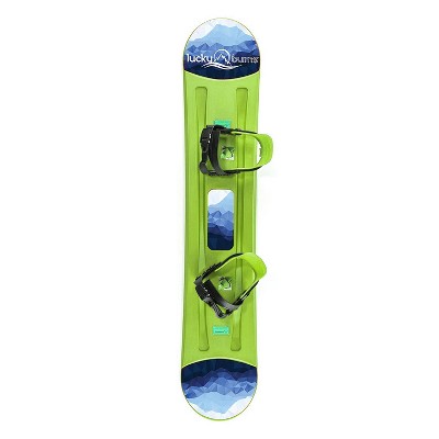 Lucky Bums 95 Centimeter Beginner Youth Junior Smooth Plastic Snowboard with Adjustable Boot Bindings for Kids Ages 4 to 7 Years Old, Green