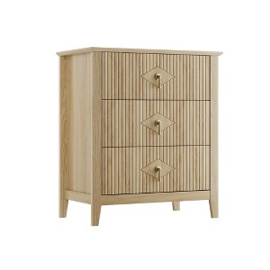 Fluted Dresser for Bedroom, 3-Drawer Wood Dresser Nightstand for Bedroom - 1 of 4