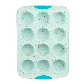Trudeau 12ct Silicone Bunny Muffin Pan Light Blue