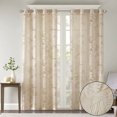 Kumasinova Burnout Palm Sheer Window Panel,Living Room Curtains with Grommet Top,OEKO-TEX Certified,Lightweight & Machine Washable