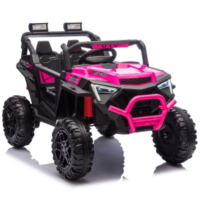TopComfy Baby Walkers Kids Ride With Parental Control 4 Wheel Portable Handle Multi Functional Center Panel for Kids, Pink, 35.43"*20.47"*11.42"