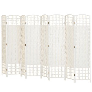 Aghana Digitals Dark Gray Folding Privacy Screen with Diamond Woven Fiber Panels, Poplar Wood Frame - 1 of 4