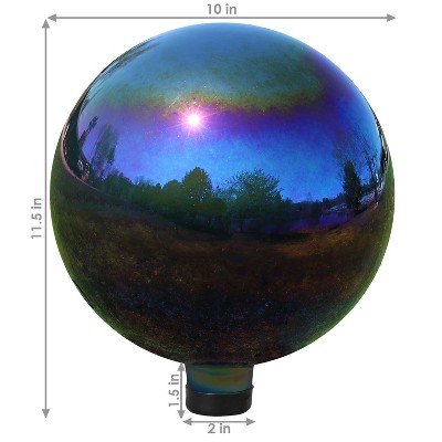 Rainbow Mirrored Stainless Steel Gazing Globe Balls - 10" Diameter - 2-Pack