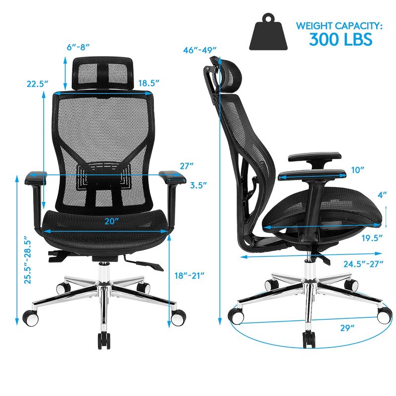 Costway Ergonomic Office Chair High-Back Mesh Chair w/Adjustable Lumbar Support, 5 of 11