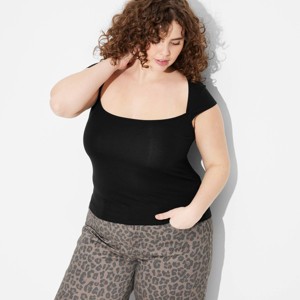Women's Cap Sleeve Portrait Neck T-Shirt - Wild Fable™ - 1 of 3
