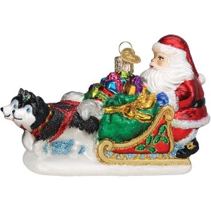 Old World Christmas Santa'S Dog Sled Blown Glass Holiday Ornament - 1 of 4
