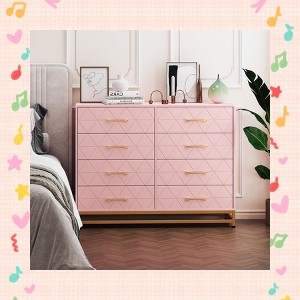 Garvee 8 Drawer Dresser for Bedroom - Elegant Chest of Drawers & TV Stand with Lacquered Finish, Space-Saving Design - 1 of 4
