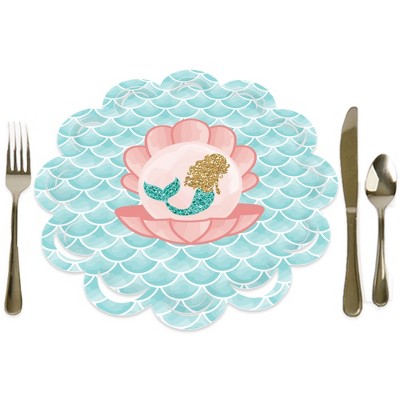 Big Dot of Happiness Let’s Be Mermaids - Baby Shower or Birthday Party Round Table Decorations - Paper Chargers - Place Setting For 12