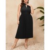Women's Plus Size Halter Neck Sleeveless Pleated Midi Dress Summer Backless Flowy Beach Sundress - 2 of 4
