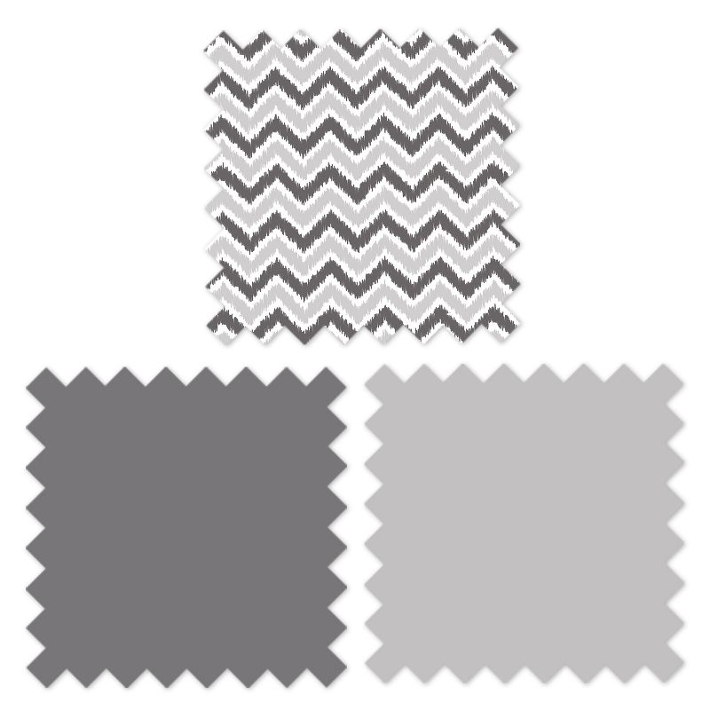 Bacati - Ikat Chevron White Grey Neutral 3 pc Crib Set, 5 of 7
