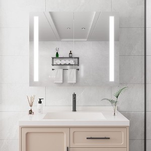 LED Mirror Bathroom Cabinet, 36"x30" Recessed Or Surface Mounted Storage Cabinet With Dimmable Anti-fog Touch Control LED Mirror - 1 of 4