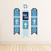 Big Dot of Happiness Blue Elegant Cross - Hanging Vertical Paper Door Banners - Boy Religious Party Wall Decoration Kit - Indoor Door Decor - 3 of 4