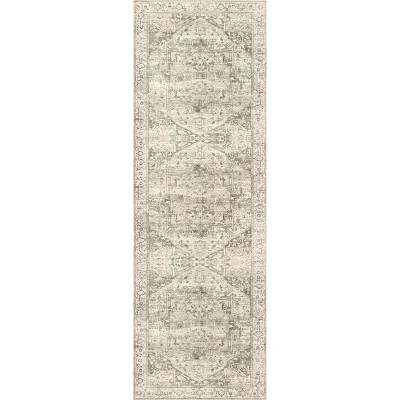 Revel Gray Wool and Synthetic Medallion Runner Rug